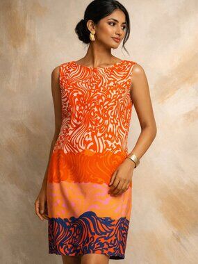 Muse Abstract Print Sleeveless sheath shift Day to Night Dress Size 8